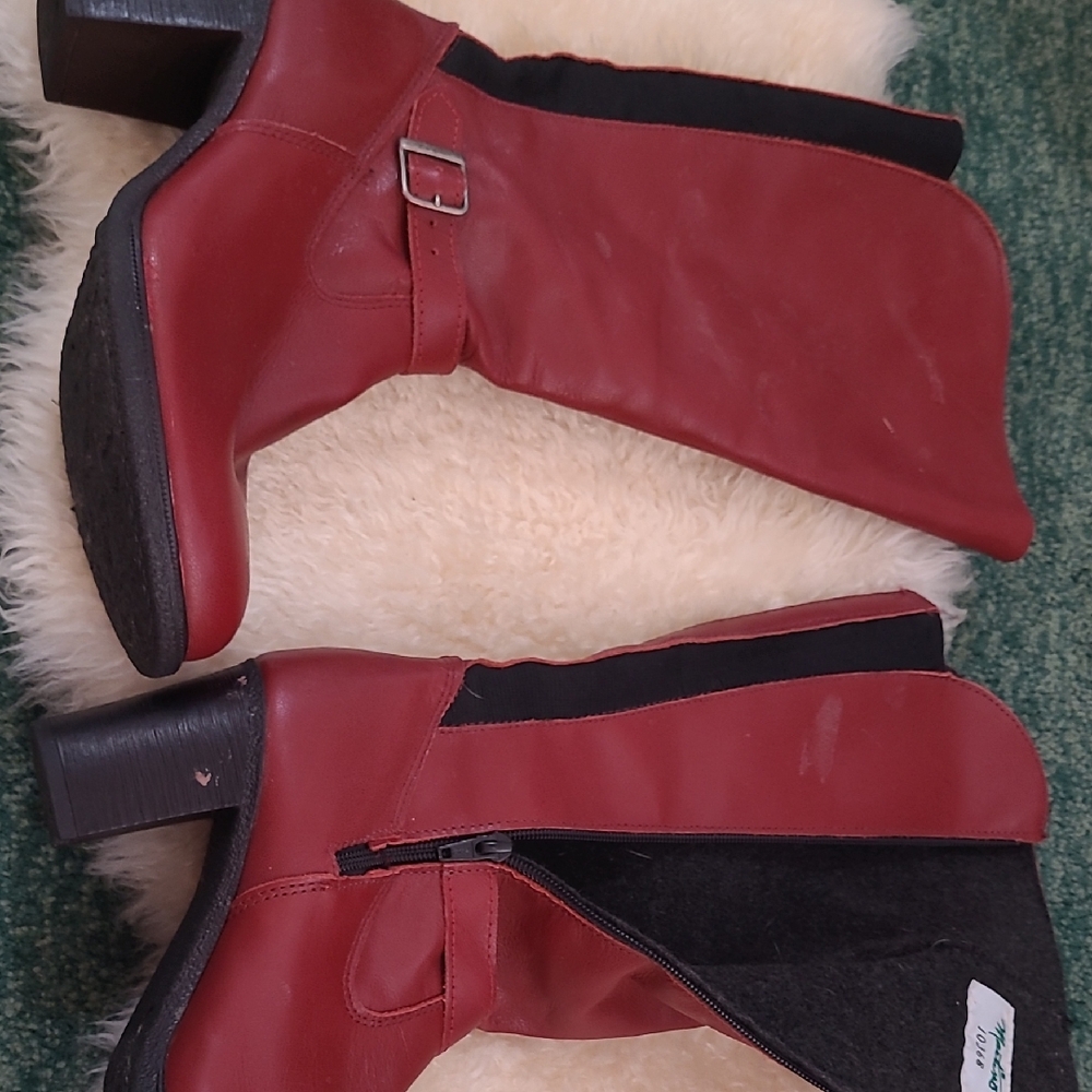 Vintage Martino Red Leather Boots - Size 8